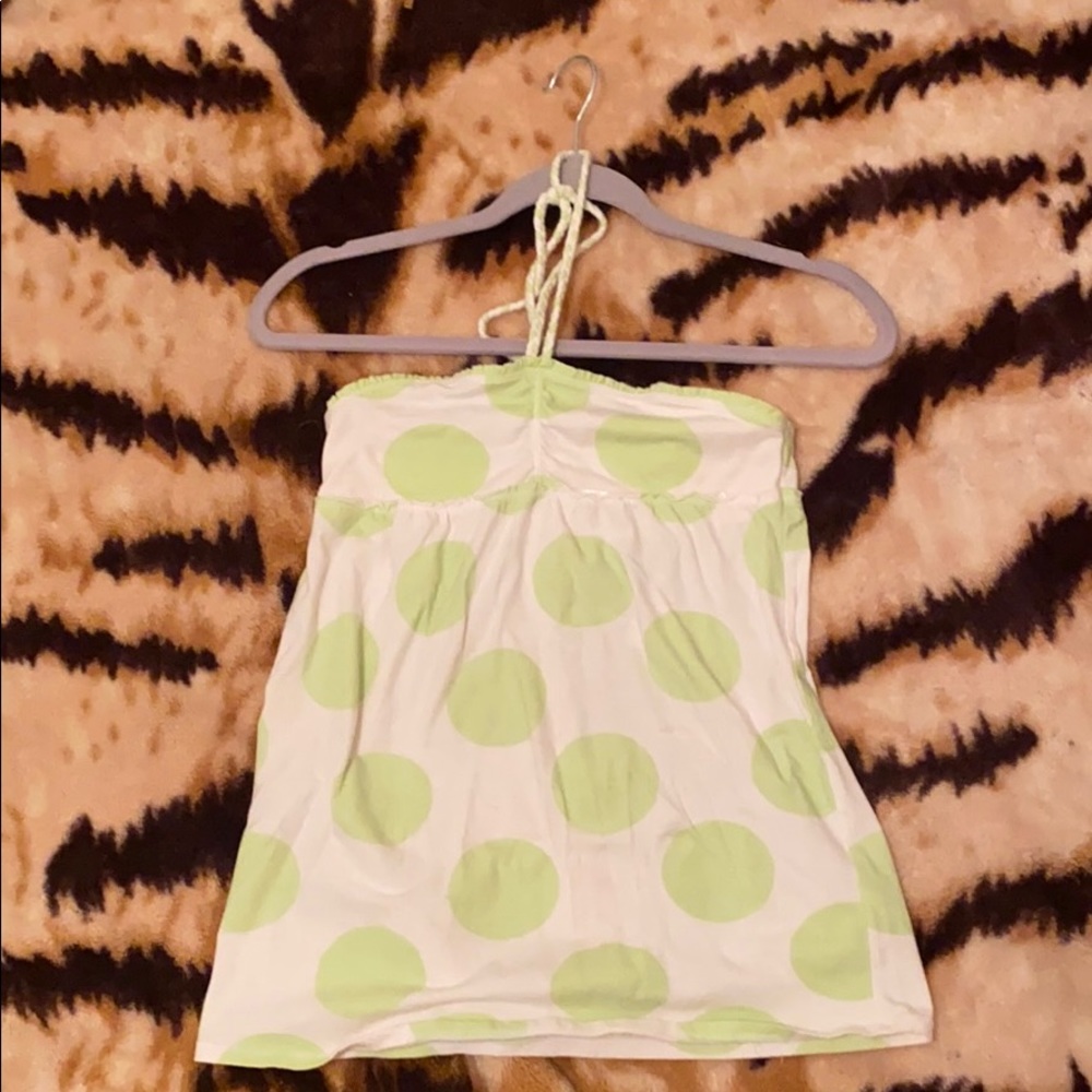 Strapless polka dot top